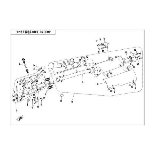 Original Avgasskydd CF Moto 550 Mfl