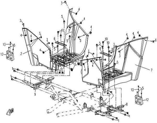 Original Chassi Stag Fotbalja Vänster Lång CF Moto 500