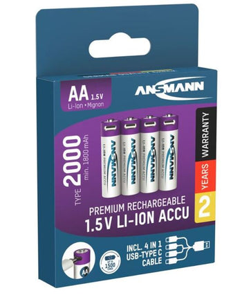 Ansmann AA laddbara Li-ion-batterier 1,5 V 2000 mAh – 4-pack