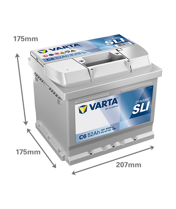 52 Ah Startbatteri Varta Dynamic SLI C6