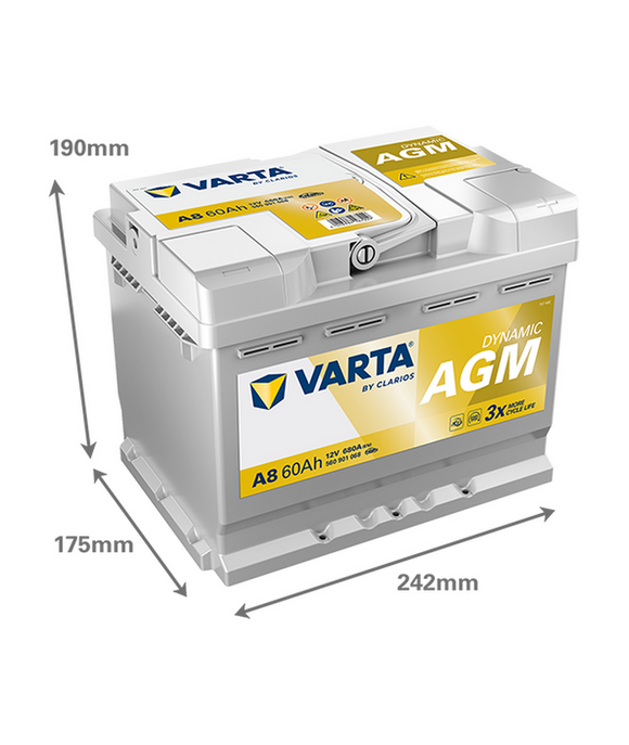 60 Ah Startbatteri Varta Dynamic AGM A8