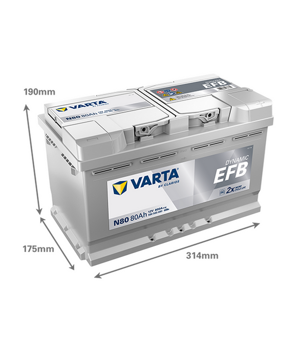 80 Ah Startbatteri Varta Dynamic EFB N80