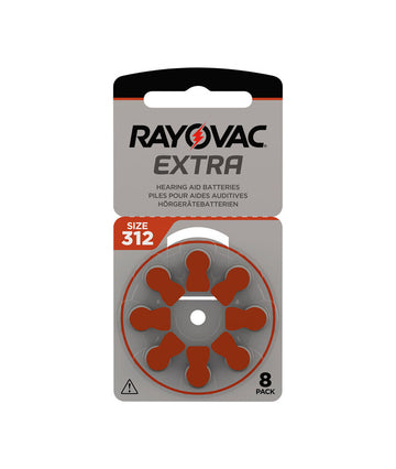 Rayovac Extra 312 brun hörapparatsbatterier – 8-pack