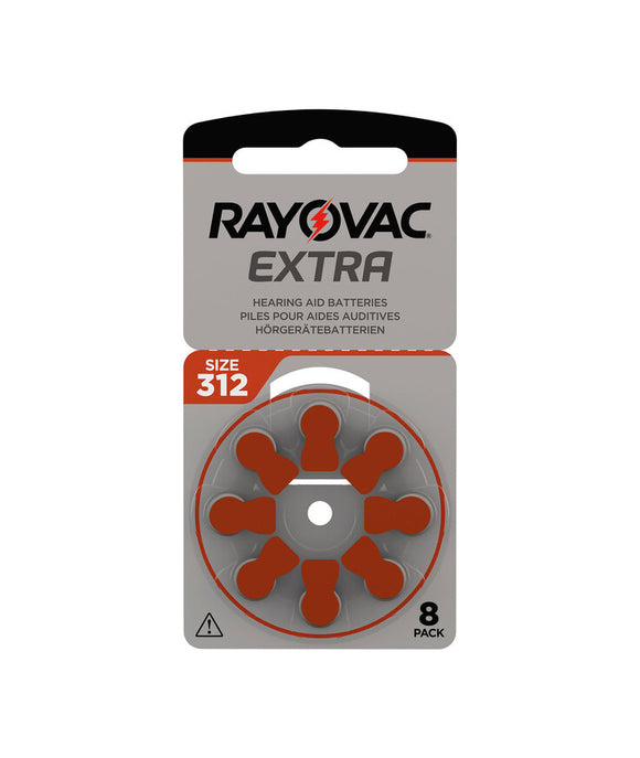 Rayovac Extra 312 brun hörapparatsbatterier – 8-pack
