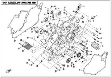 LH CRANKCASE RED (SMALL)