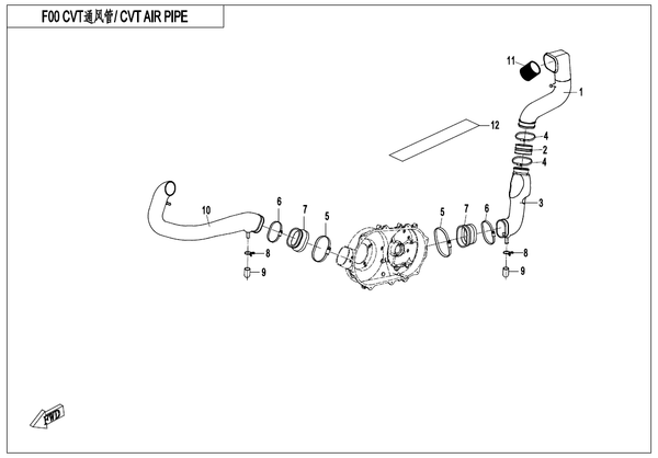 Främre del, CVT insugsslang (ersätts av 9GQ0-000201-10000)