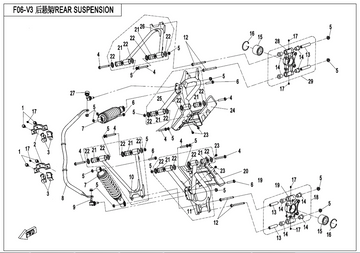LH FENDER, REAR SUSPENSION INTERFERENCE IN PARKING CABLE