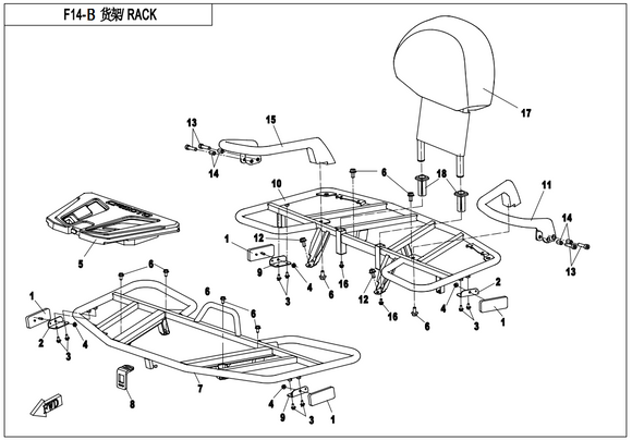 FRONT RACK ASSY REPL BY 9CR6-141100-2BB00 PLASTIC POWDER