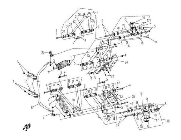 REAR UPPER SWING ARM, RH REPL BY 9010-060100-10000