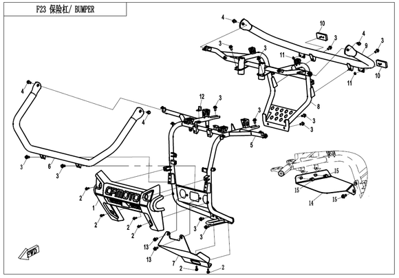 FRONT BUMPER REPL BY 7020-231500-00001 STAINLESS STEEL
