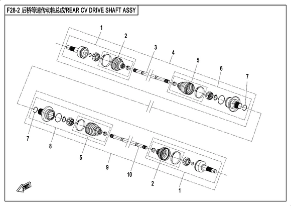 REAR CV DRIVE SHAFT, RH REPL BY 7020-280200-30001