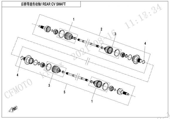 REAR CV DRIVE SHAFT, LH