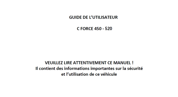 OWNERS MANUAL FOR FRANCE