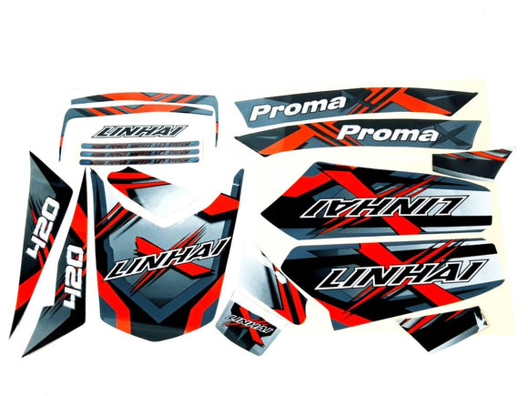 STICKER SET FOR ATV420 PROMAX (LINHAI STANDARD) (USED FOR BLACK PLASTIC PARTS)